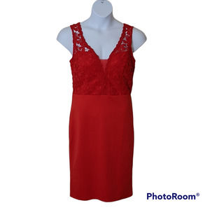 Grace Karen Red Sheath Knee Length Dress Size L NWT